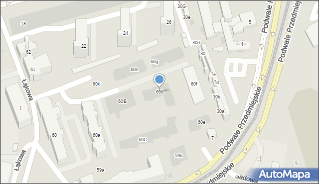 Gdańsk, Łąkowa, 60d, mapa Gdańska