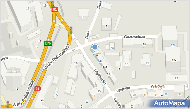 Gdańsk, Łagiewniki, 64a, mapa Gdańska