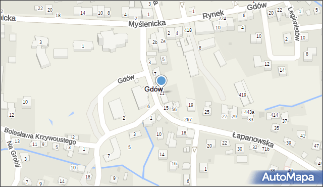 Gdów, Łapanowska, 11, mapa Gdów