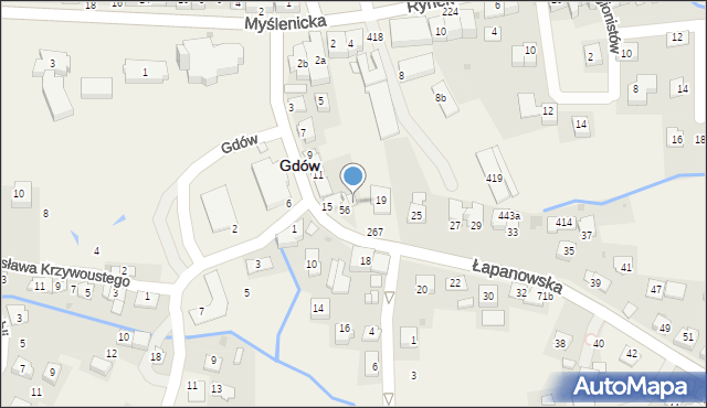 Gdów, Łapanowska, 17, mapa Gdów