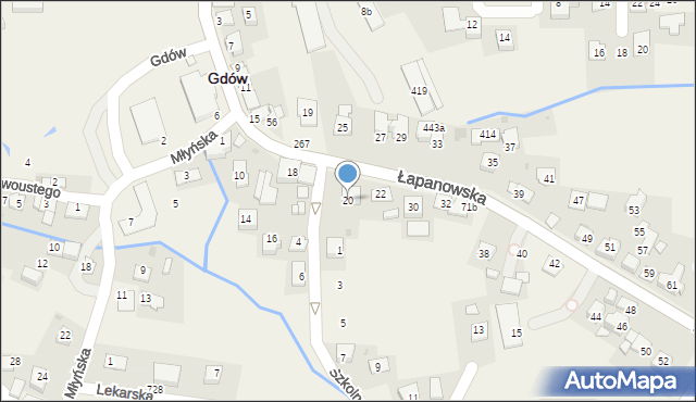 Gdów, Łapanowska, 20, mapa Gdów
