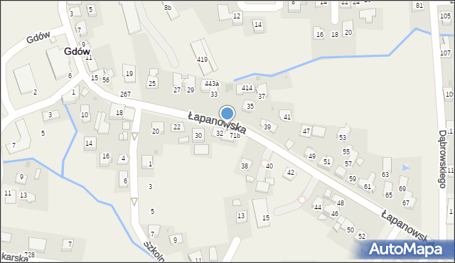 Gdów, Łapanowska, 34, mapa Gdów