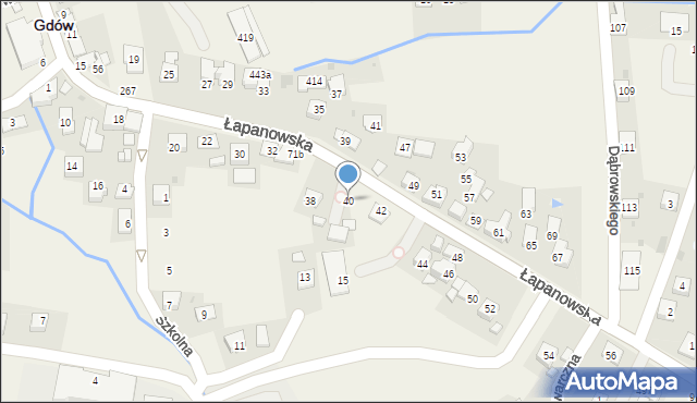 Gdów, Łapanowska, 40, mapa Gdów