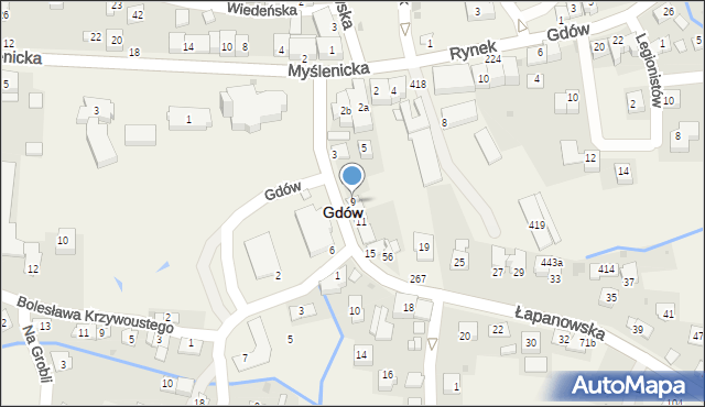 Gdów, Łapanowska, 9, mapa Gdów