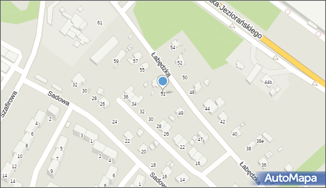 Gliwice, Łabędzka, 51, mapa Gliwic