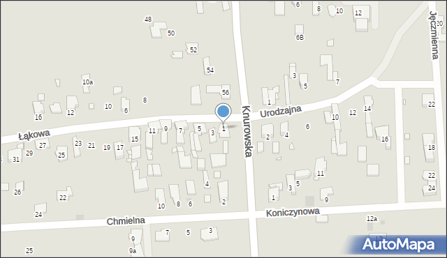 Gliwice, Łąkowa, 1, mapa Gliwic