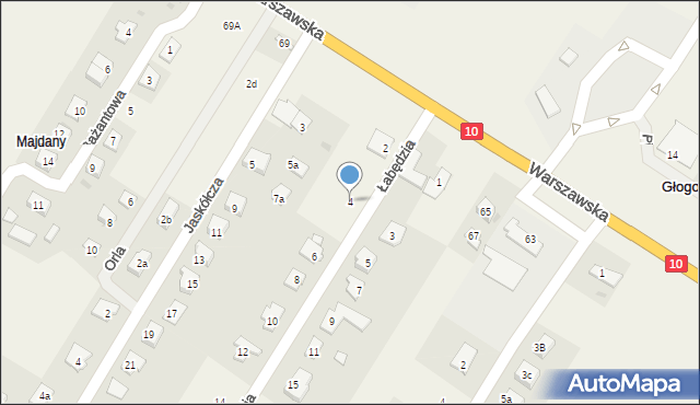 Głogowo, Łabędzia, 4, mapa Głogowo