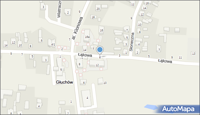 Głuchów, Łąkowa, 4, mapa Głuchów