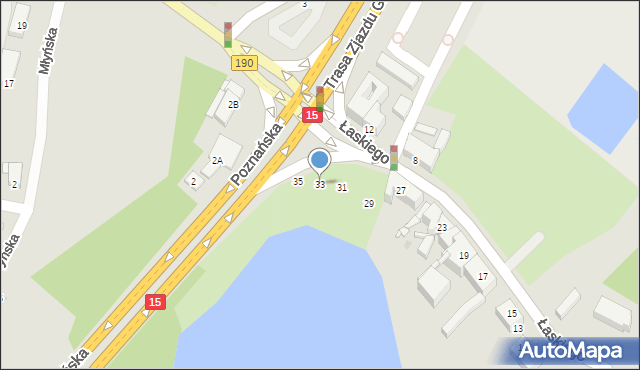 Gniezno, Łaskiego Jana, kanc., 33, mapa Gniezna