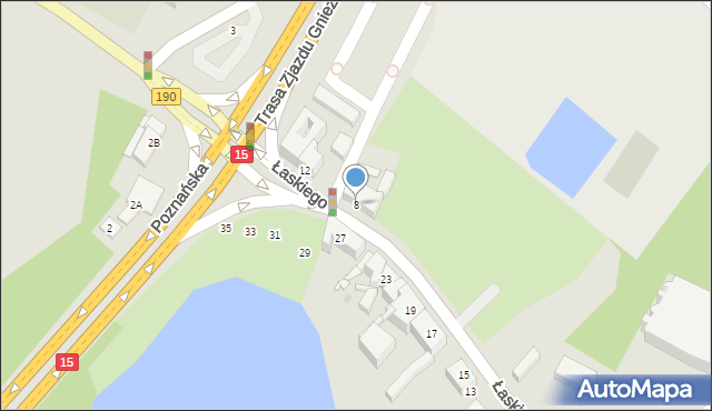 Gniezno, Łaskiego Jana, kanc., 8, mapa Gniezna