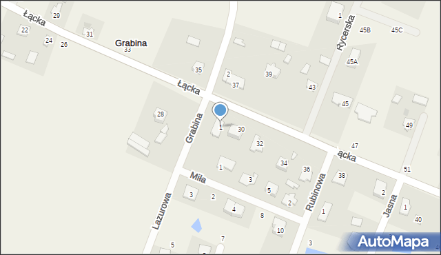 Grabina, Lazurowa, 1, mapa Grabina