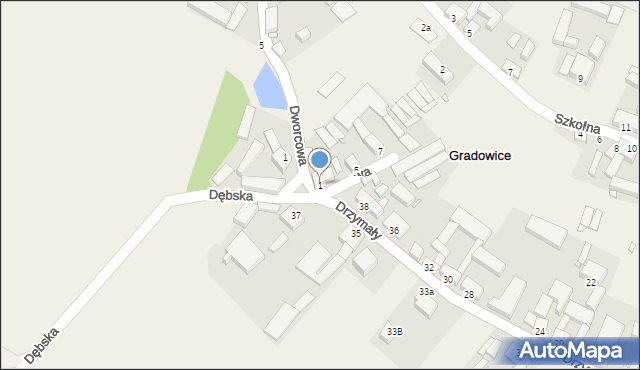 Gradowice, Łąkowa, 1, mapa Gradowice