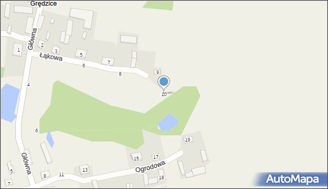 Grędzice, Łąkowa, 10, mapa Grędzice
