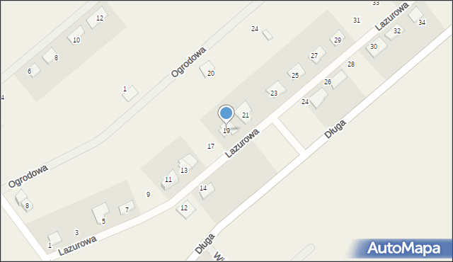Grzędzice, Lazurowa, 19, mapa Grzędzice