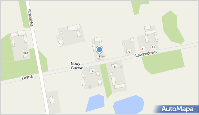 Guzew, Lawendowa, 3, mapa Guzew