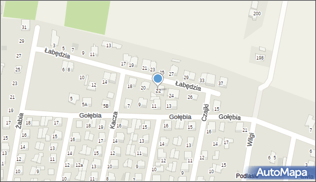 Hajnówka, Łabędzia, 22, mapa Hajnówka