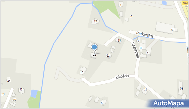 Harbutowice, Lazurowa, 22, mapa Harbutowice