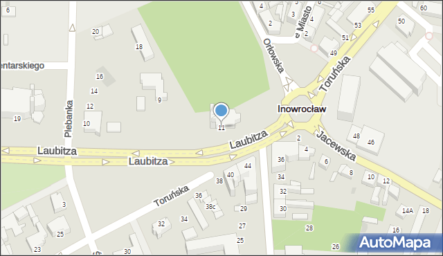 Inowrocław, Laubitza Antoniego, bp., 11, mapa Inowrocławia
