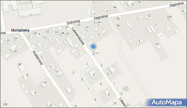 Jagodne, Lawendowa, 1, mapa Jagodne