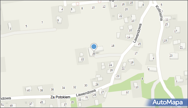 Jaśkowice, Lawendowa, 20, mapa Jaśkowice