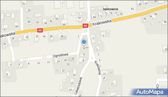 Jaśkowice, Lawendowa, 4, mapa Jaśkowice