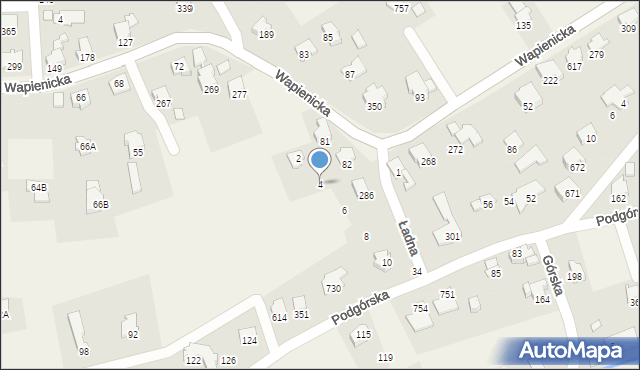 Jaworze, Ładna, 4, mapa Jaworze