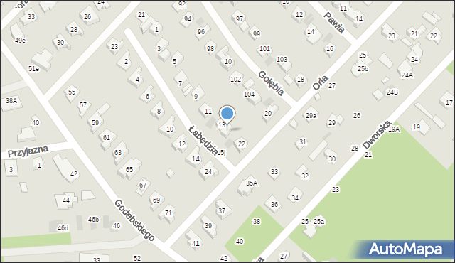 Józefów, Łabędzia, 15, mapa Józefów