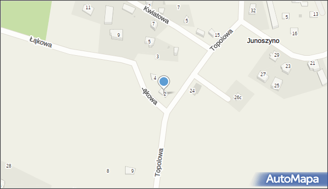 Junoszyno, Łąkowa, 2, mapa Junoszyno