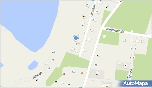 Kamień, Łabędzia, 3, mapa Kamień