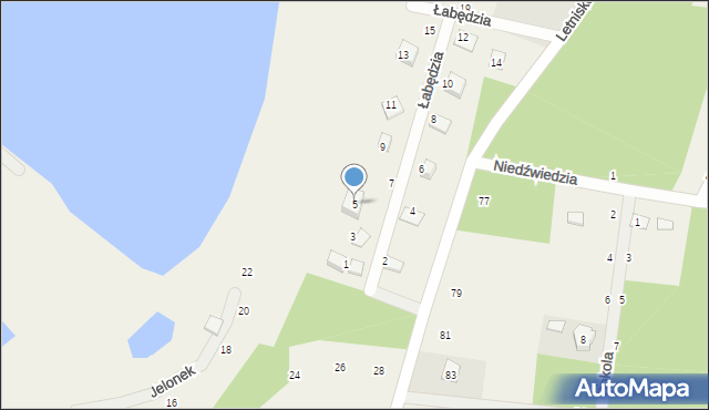 Kamień, Łabędzia, 5, mapa Kamień