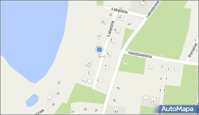 Kamień, Łabędzia, 7, mapa Kamień