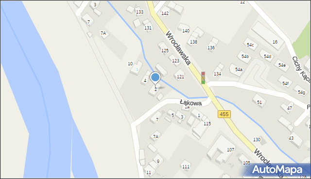 Kamieniec Wrocławski, Łąkowa, 2, mapa Kamieniec Wrocławski