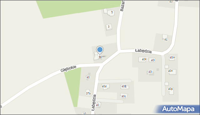 Kaniów, Łabędzia, 39, mapa Kaniów