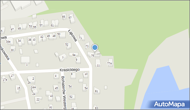 Kartuzy, Łąkowa, 75A, mapa Kartuzy