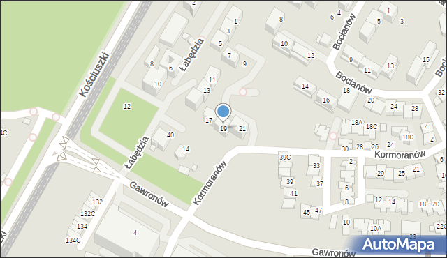 Katowice, Łabędzia, 19, mapa Katowic