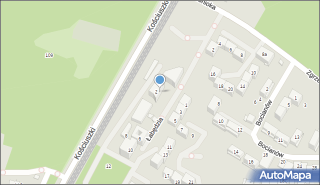 Katowice, Łabędzia, 4, mapa Katowic