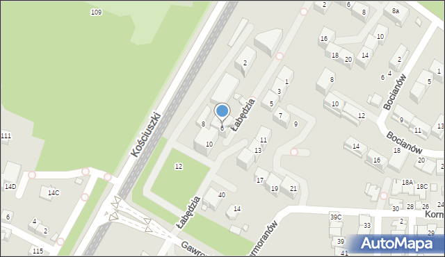 Katowice, Łabędzia, 6, mapa Katowic