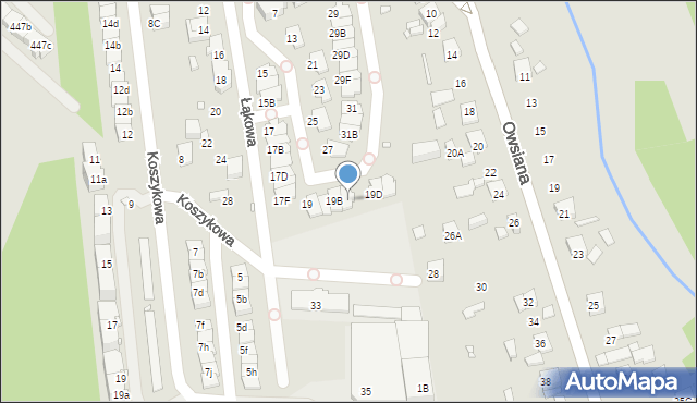 Katowice, Łąkowa, 19C, mapa Katowic