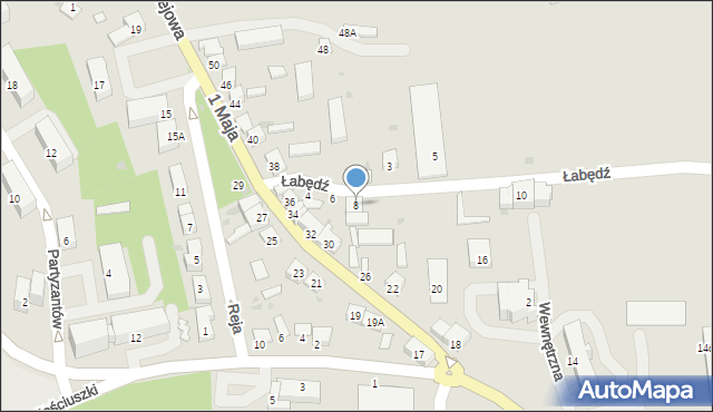 Kazimierza Wielka, Łabędź, 8, mapa Kazimierza Wielka