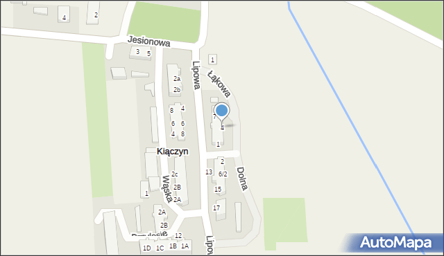 Kiączyn, Łąkowa, 4, mapa Kiączyn