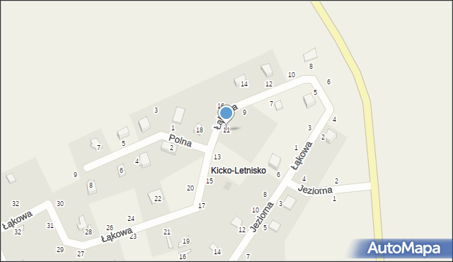 Kicko, Łąkowa, 11, mapa Kicko