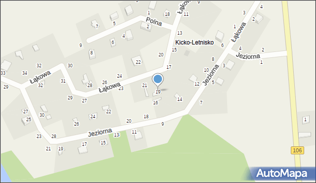 Kicko, Łąkowa, 19, mapa Kicko