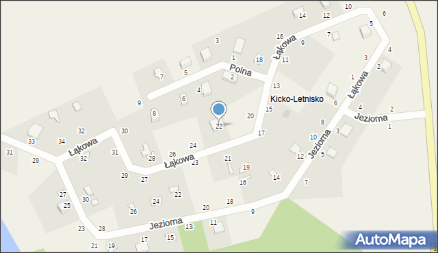 Kicko, Łąkowa, 22, mapa Kicko