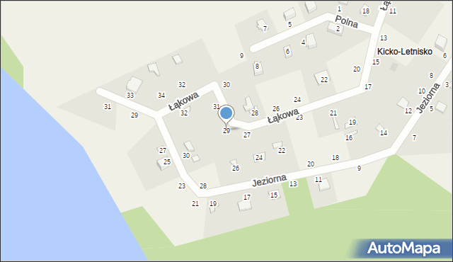 Kicko, Łąkowa, 29, mapa Kicko