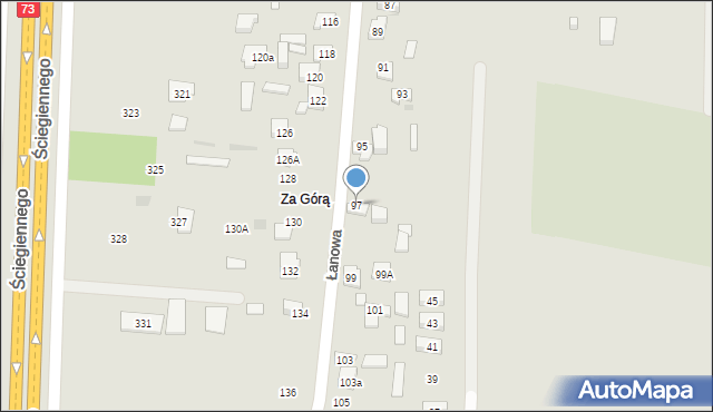 Kielce, Łanowa, 97, mapa Kielc