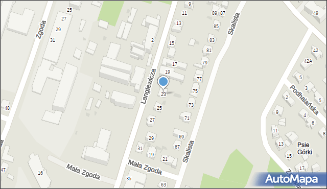 Kielce, Langiewicza Mariana, gen., 23, mapa Kielc