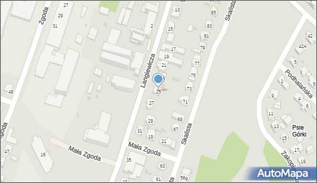 Kielce, Langiewicza Mariana, gen., 25, mapa Kielc
