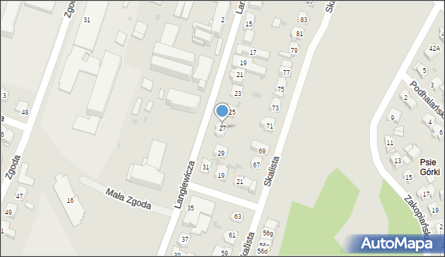 Kielce, Langiewicza Mariana, gen., 27, mapa Kielc
