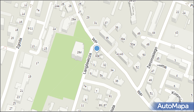 Kielce, Langiewicza Mariana, gen., 32a, mapa Kielc