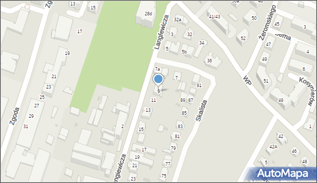 Kielce, Langiewicza Mariana, gen., 9, mapa Kielc